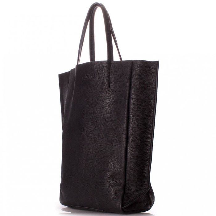 Велика жіноча сумочка Poolparty з натуральної шкіри чорна купити недорого в Ти Купи