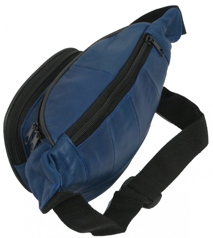 Мужская кожаная поясная сумка Cavaldi 903-353 синяя купить недорого в Ты Купи