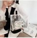 Молодежная женская прозрачная сумка из ПВХ 8131-1 Черное + белое