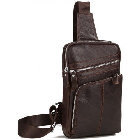 Кожаная коричневая сумка-слинг Vintage 14624 купить недорого в Ты Купи