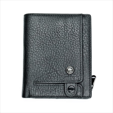 Чоловічий шкіряний гаманець Weatro 12 х 10 х 3 см Чорний wtro-nw-163-100-013 купити недорого в Ти Купи