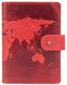 Обложка для паспорта из кожи Hi Art «World Map» PB-02/1 Shabby Red Berry Красный купить недорого в Ты Купи