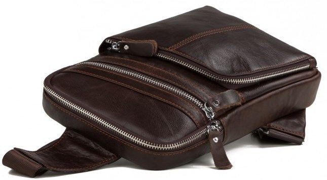 Кожаная коричневая сумка-слинг Vintage 14624 купить недорого в Ты Купи