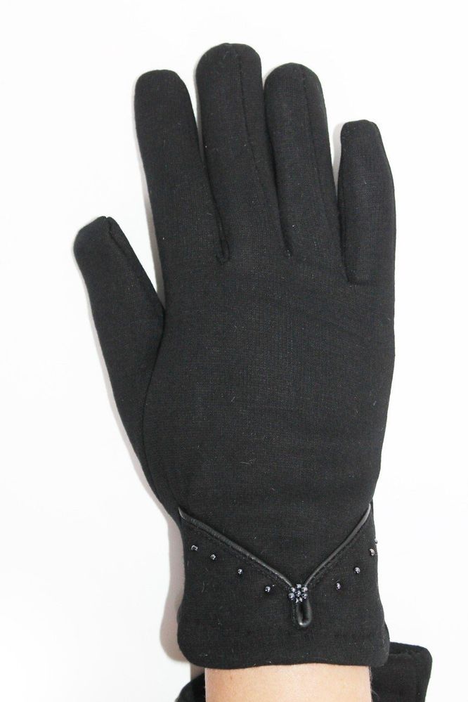 Жіночі чорні стрейчеві рукавички R8179 купити недорого в Ти Купи