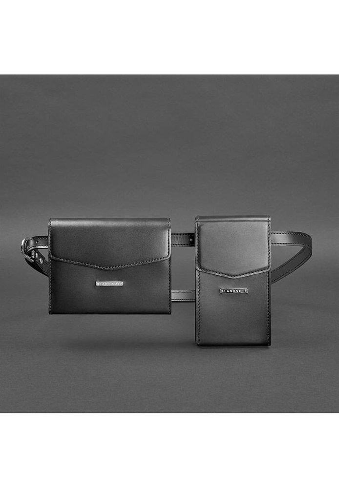 Набір жіночих шкіряних сумок BlankNote Mini поясна / кроссбоді чорні - BN-BAG-38-G купити недорого в Ти Купи