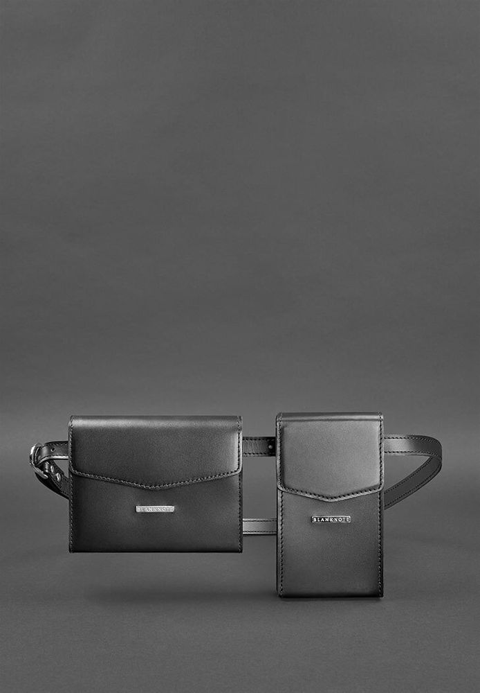Набір жіночих шкіряних сумок BlankNote Mini поясна / кроссбоді чорні - BN-BAG-38-G купити недорого в Ти Купи