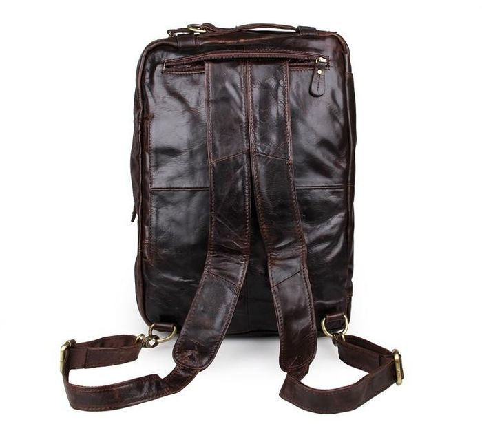 Мужская кожаная коричневая сумка-трансформер John McDee jd_7026q-1 купить недорого в Ты Купи