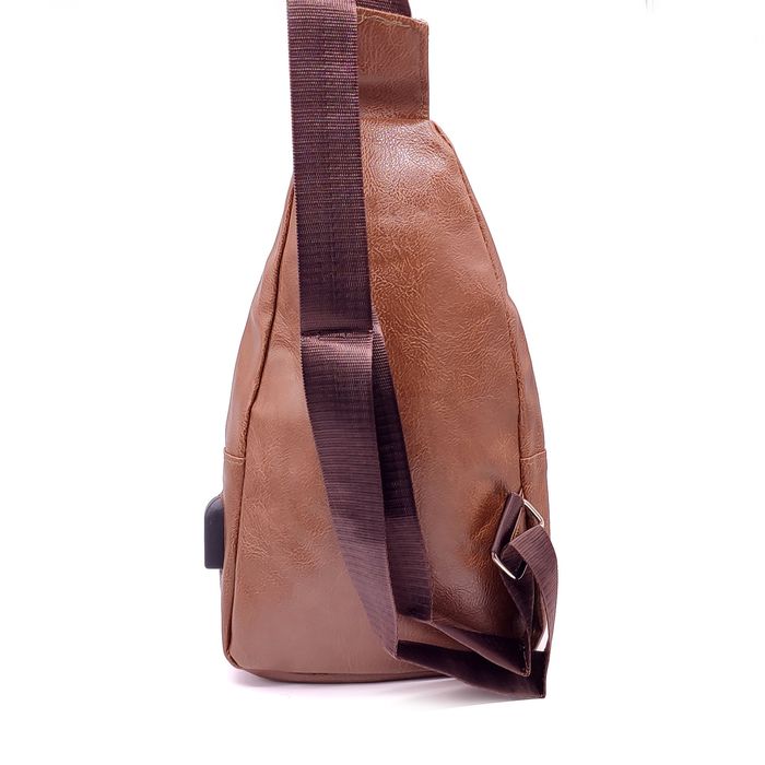Мужская коричневая сумка слинг из PU-кожи 5050-1 br купить недорого в Ты Купи