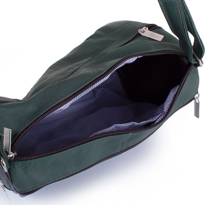 Жіноча шкіряна темно-зелена сумка-багет TUNONA SK2401-4 купити недорого в Ти Купи