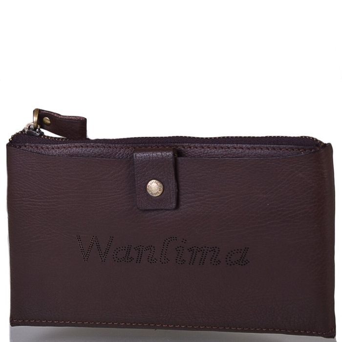 Шкіряна борсетки-гаманець WANLIMA W91011560013-coffee купити недорого в Ти Купи