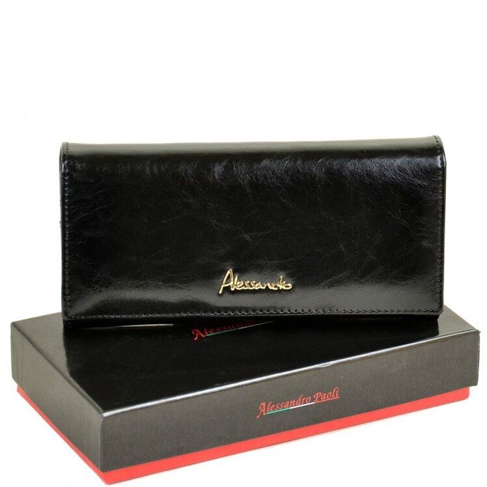 Кожаный кошелек Canarie ALESSANDRO PAOLI W501 black купить недорого в Ты Купи