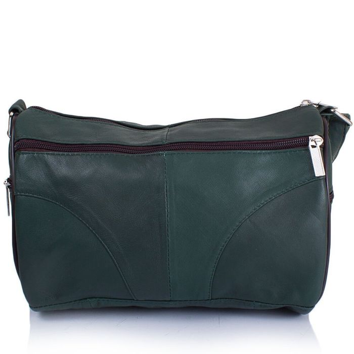 Жіноча шкіряна темно-зелена сумка-багет TUNONA SK2401-4 купити недорого в Ти Купи