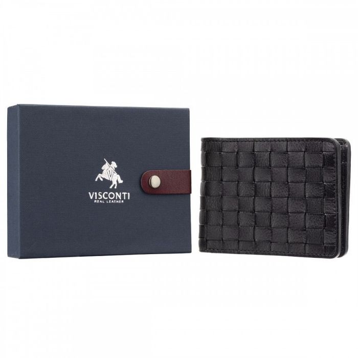 Мужской кожаный кошелек Visconti PT107 Sergio (Black) купить недорого в Ты Купи