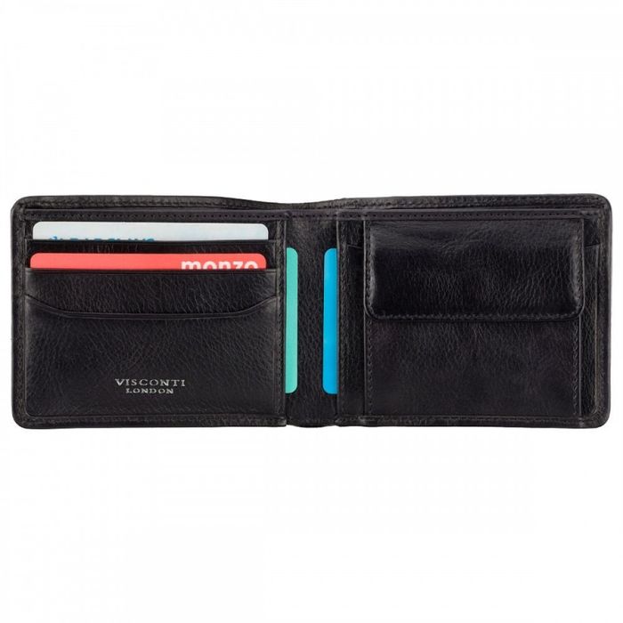Чоловічий шкіряний гаманець Visconti PT107 Серхіо (чорний) купити недорого в Ти Купи