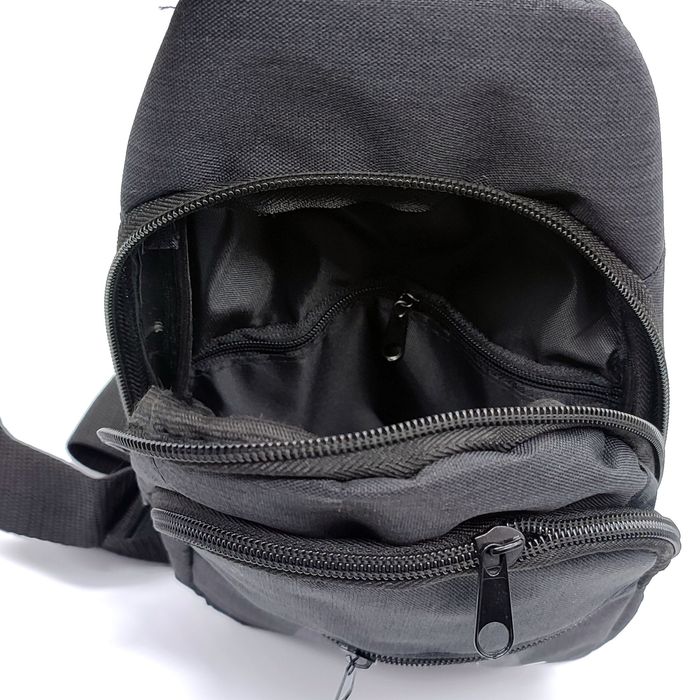 Мужская черная сумка слинг из ткани Cno-12-7 купить недорого в Ты Купи