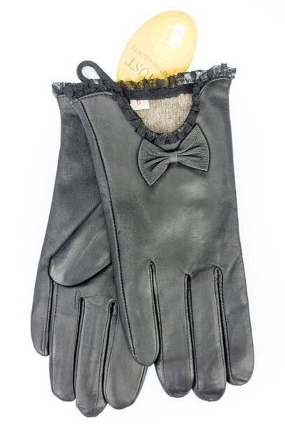 Женские черные перчатки из кожи ягненка Shust Gloves купить недорого в Ты Купи