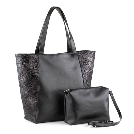 Комплект женская сумка-шоппер и косметичка (Sshop_black_black_titan_g) купить недорого в Ты Купи