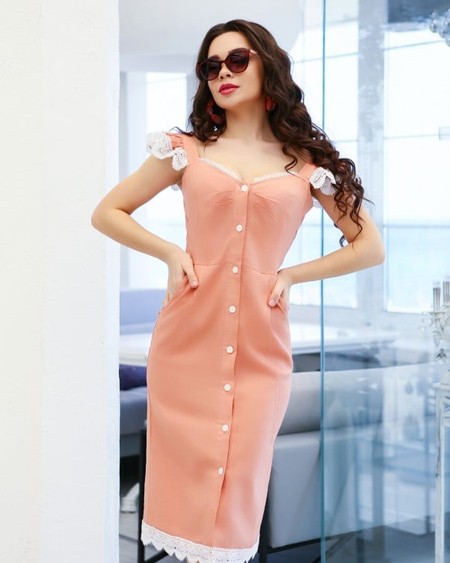 Платье ISSA PLUS 11651 S персиковый купить недорого в Ты Купи