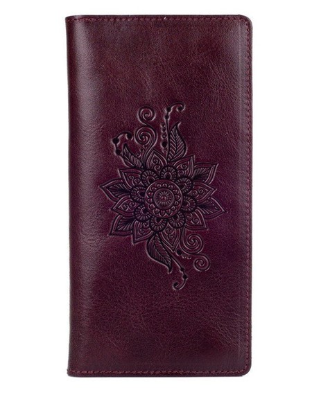 Кожаный бумажник Hi Art Mehendi Classic WP-02-C19-1718-T006 Фиолетовый купить недорого в Ты Купи