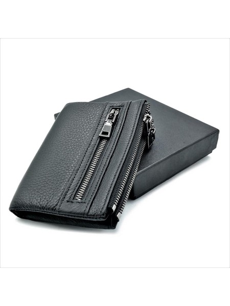 Чоловічий шкіряний гаманець Weatro 13 х 9,5 х 2,5 см Чорний wtro-K163-35 купити недорого в Ти Купи