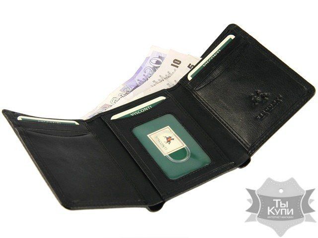 Чоловічий гаманець Visconti HT-18 з натуральної шкіри чорний купити недорого в Ти Купи