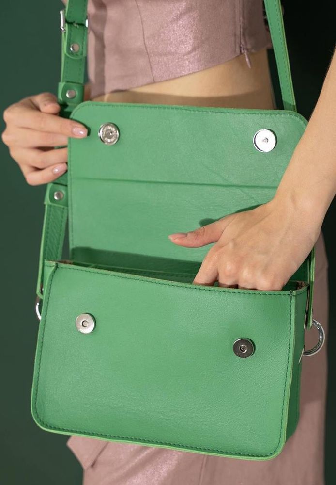 Жіноча шкіряна міні-сумка момент зеленого двигуна-зеленого купити недорого в Ти Купи