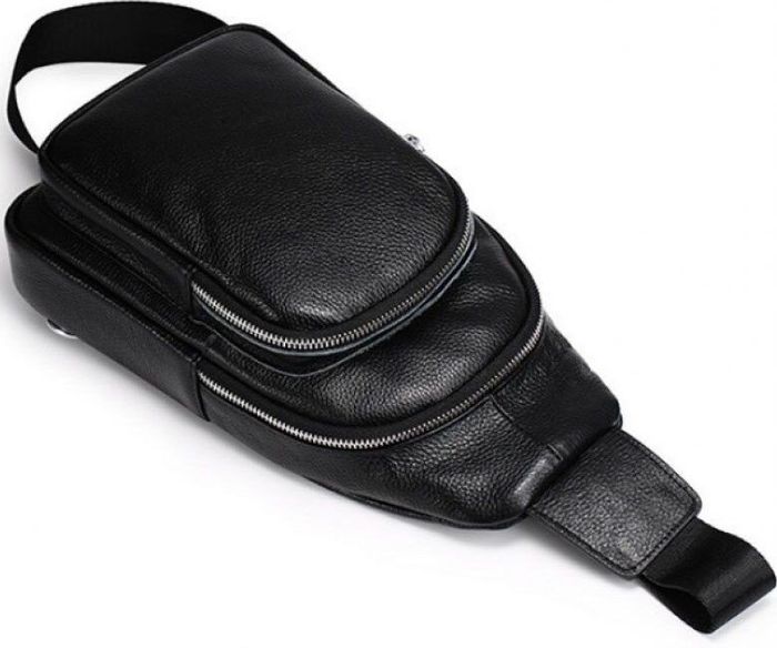 Шкіряна чорна сумка-слінг Vintage 14623 купити недорого в Ти Купи
