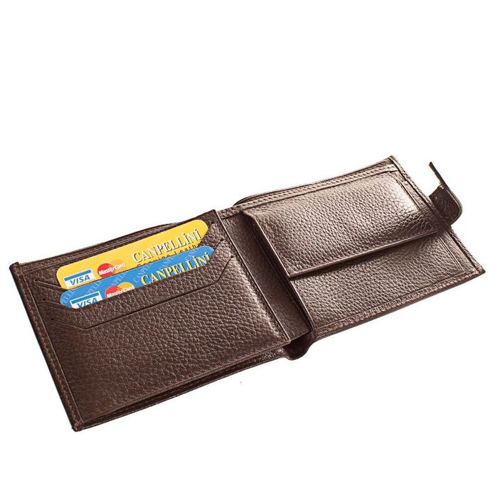 Чоловічий функціональний шкіряний гаманець CANPELLINI коричневий купити недорого в Ти Купи