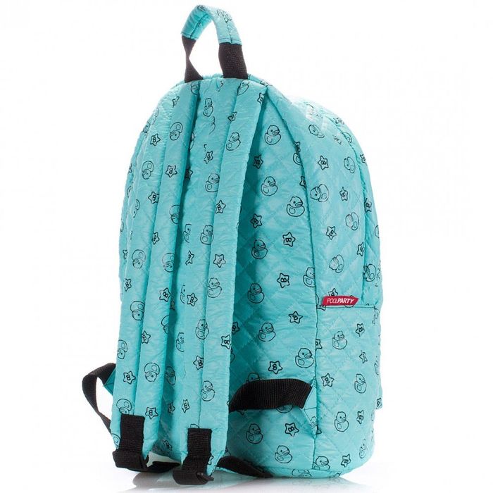 Детский стеганый рюкзак Poolparty с уточками голубой купить недорого в Ты Купи
