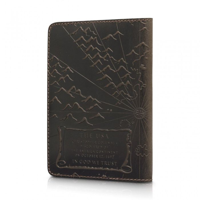 Шкіряна коричнева обкладинка на паспорт HiArt PC-01 Discoveries Коричневий купити недорого в Ти Купи