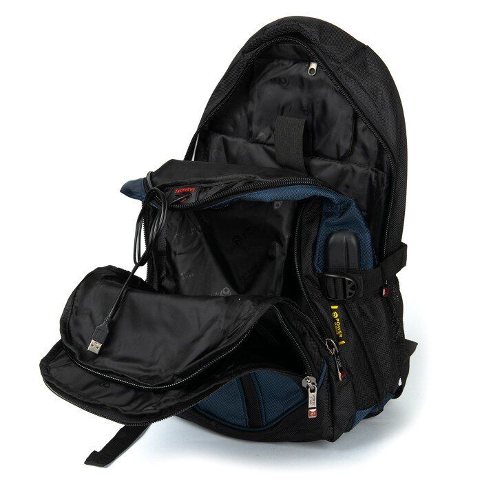 Рюкзак для города для ноутбука с USB Power In Eavas 924 black-blue купить недорого в Ты Купи