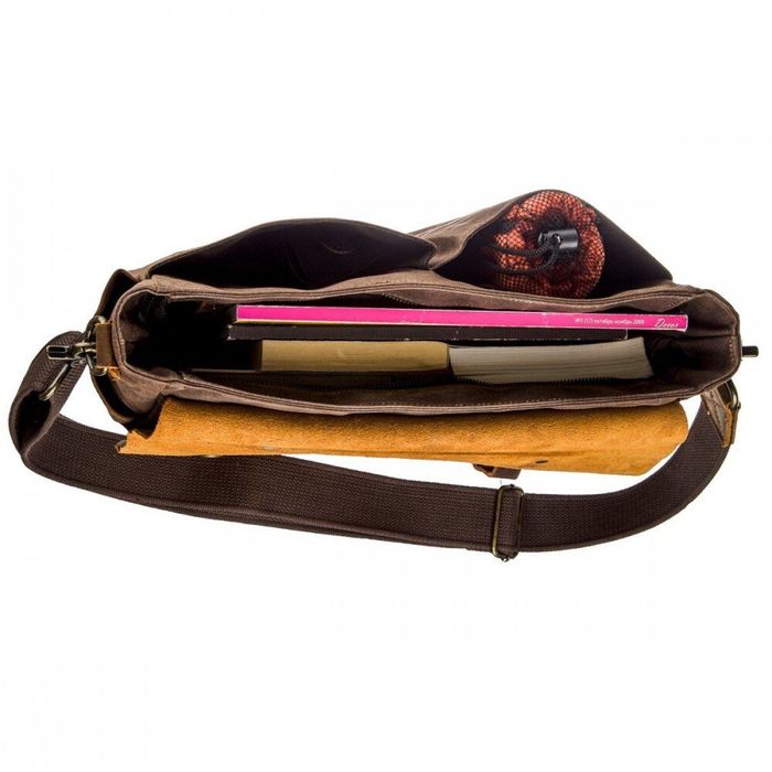 Мужской коричневый текстильный портфель с кожаными вставками Vintage 20119 купить недорого в Ты Купи
