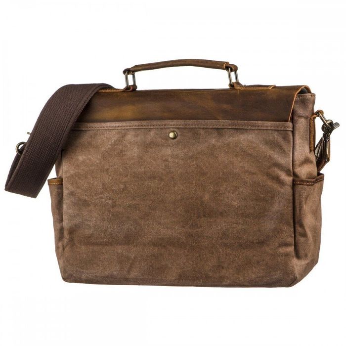 Чоловічий коричневий текстильний портфель з шкіряними вставками Vintage 20119 купити недорого в Ти Купи