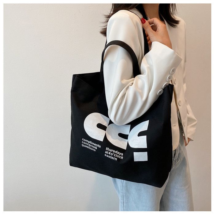 Женская черная холщовая легкая сумка с принтом 5940-1 купить недорого в Ты Купи
