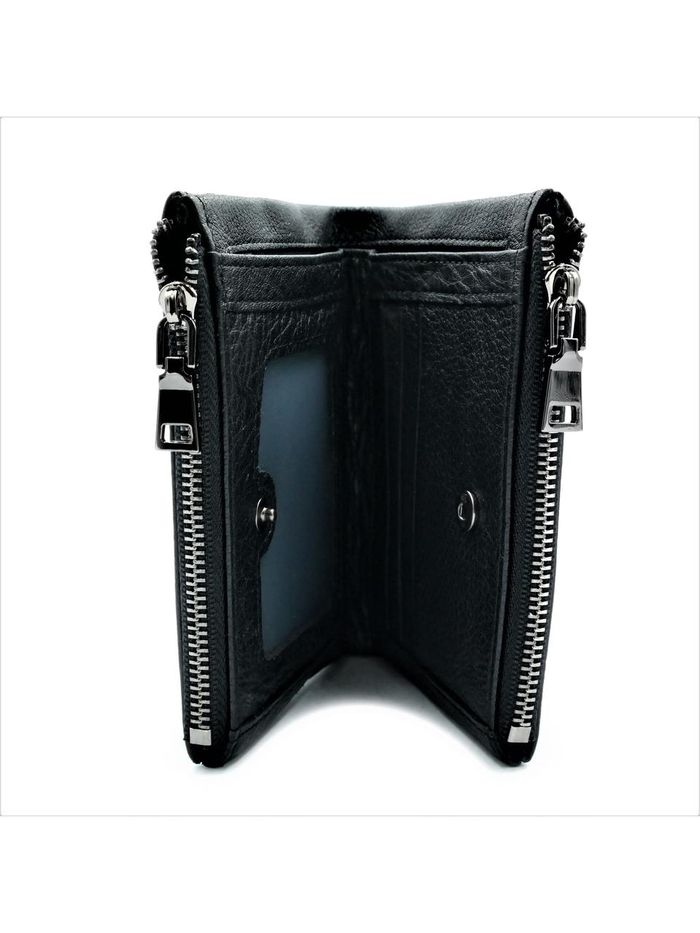 Чоловічий шкіряний гаманець Weatro 13 х 9,5 х 2,5 см Чорний wtro-K163-35 купити недорого в Ти Купи