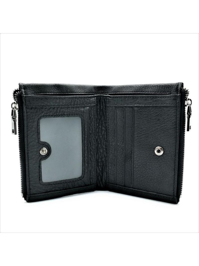 Чоловічий шкіряний гаманець Weatro 13 х 9,5 х 2,5 см Чорний wtro-K163-35 купить недорого в Ты Купи