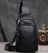 Кожаная чёрная сумка-слинг Vintage 14623