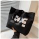 Женская черная холщовая легкая сумка с принтом 5940-1