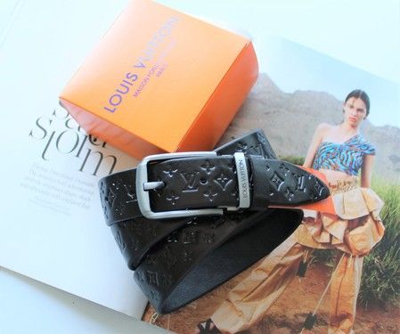 Женский кожаный ремень с тиснением LV черный lv__18 купить недорого в Ты Купи
