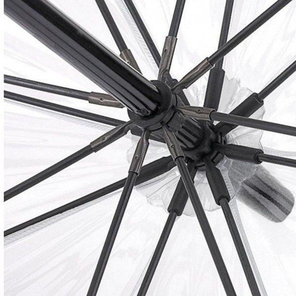 Механический женский прозрачный зонт-трость FULTON BIRDCAGE-1 L041 - BLACK WHITE купить недорого в Ты Купи