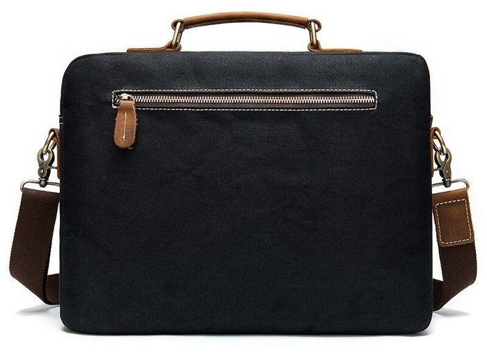 Мужской текстильный портфель с кожаными вставками Vintage 20002 Черный купить недорого в Ты Купи