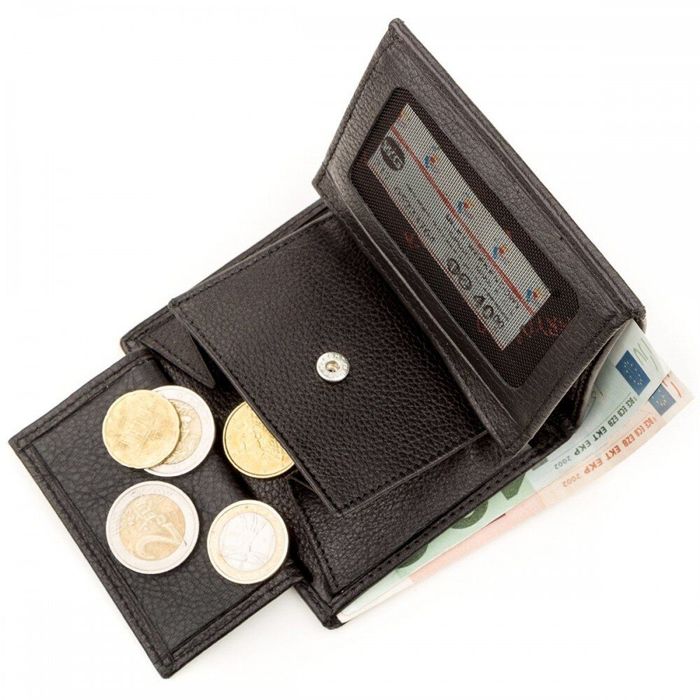 Чоловічий чорний гаманець з натуральної шкіри KARYA 17229 Чорний купити недорого в Ти Купи