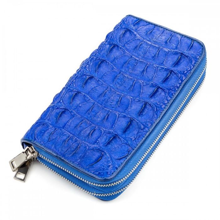 Жіночий гаманець-клатч зі шкіри крокодила CROCODILE LEATHER 18161 Синій купити недорого в Ти Купи