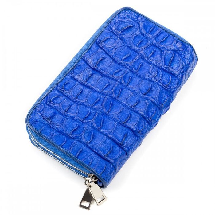 Жіночий гаманець-клатч зі шкіри крокодила CROCODILE LEATHER 18161 Синій купити недорого в Ти Купи