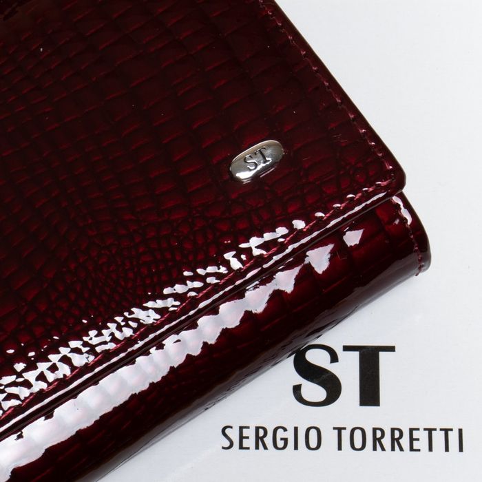 Жіночий шкіряний гаковий гаманець SERGIO TORRETTI W1-v wine-red купити недорого в Ти Купи