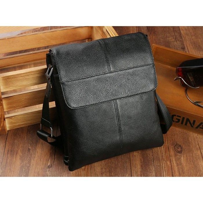 Мужская кожаная черная сумка-планшет TIDING BAG A25-064A купить недорого в Ты Купи