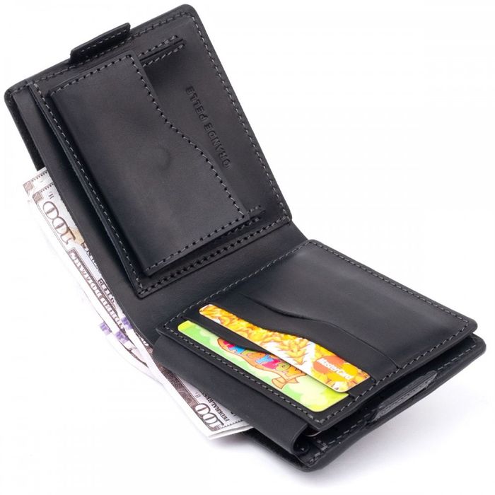 Мужское портмоне из натуральной кожи Amico матовое GRANDE PELLE 11319 Черное купить недорого в Ты Купи