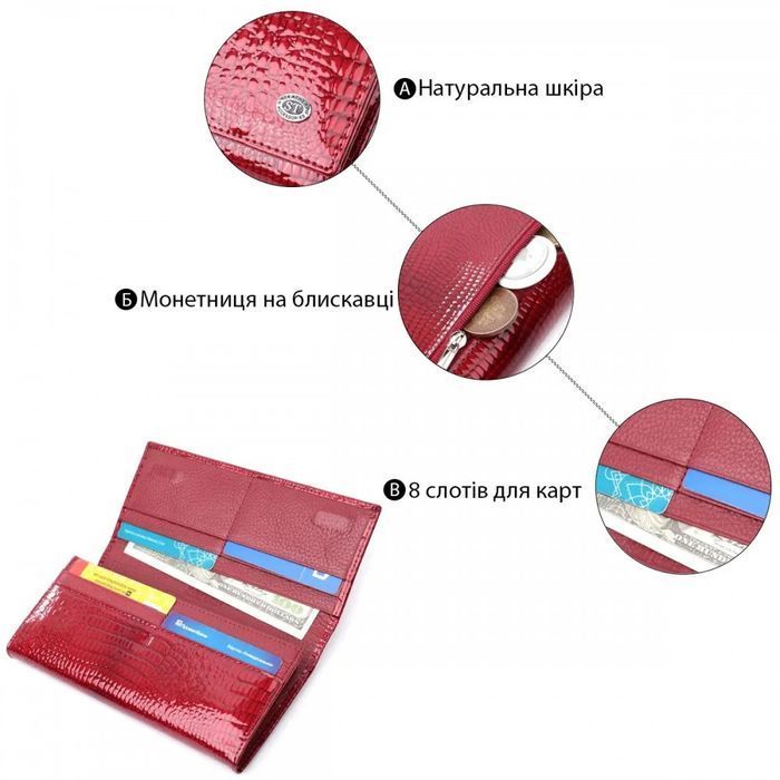 Жіночий лаковий шкіряний гаманець ST Leather 22717 купити недорого в Ти Купи