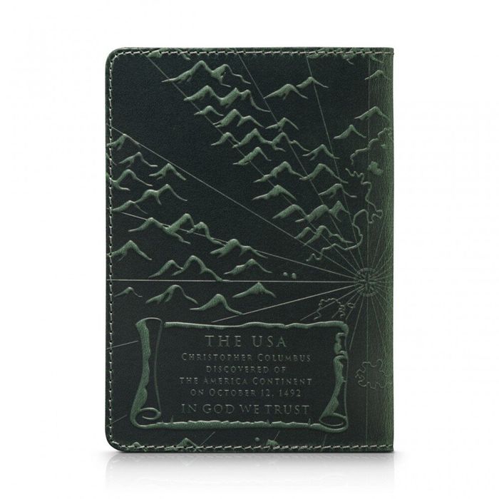 Кожаная обложка на паспорт HiArt PC-01 Discoveries зеленая Зелёный купить недорого в Ты Купи