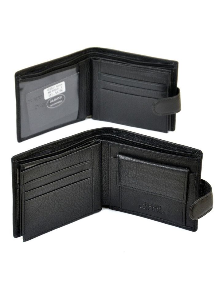 Чоловічий шкіряний гаманець Classik DR. BOND M18055-1 black купити недорого в Ти Купи